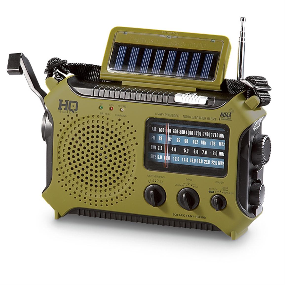 Emergency Radio Multi-Band Dynamo / Solar Powered Weather Radio Black - HQ Brand