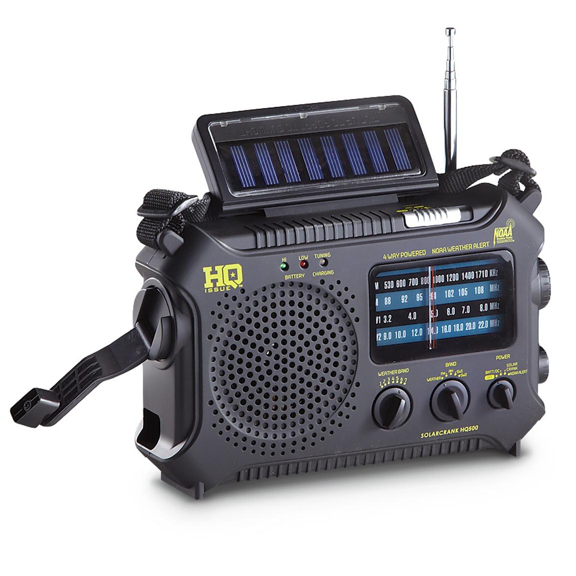 Emergency Radio Multi-Band Dynamo / Solar Powered Weather Radio Black - HQ Brand